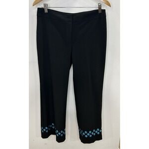 Karen Kane Black  Life Style Embroidered ‎ Cropped Pant Size 6